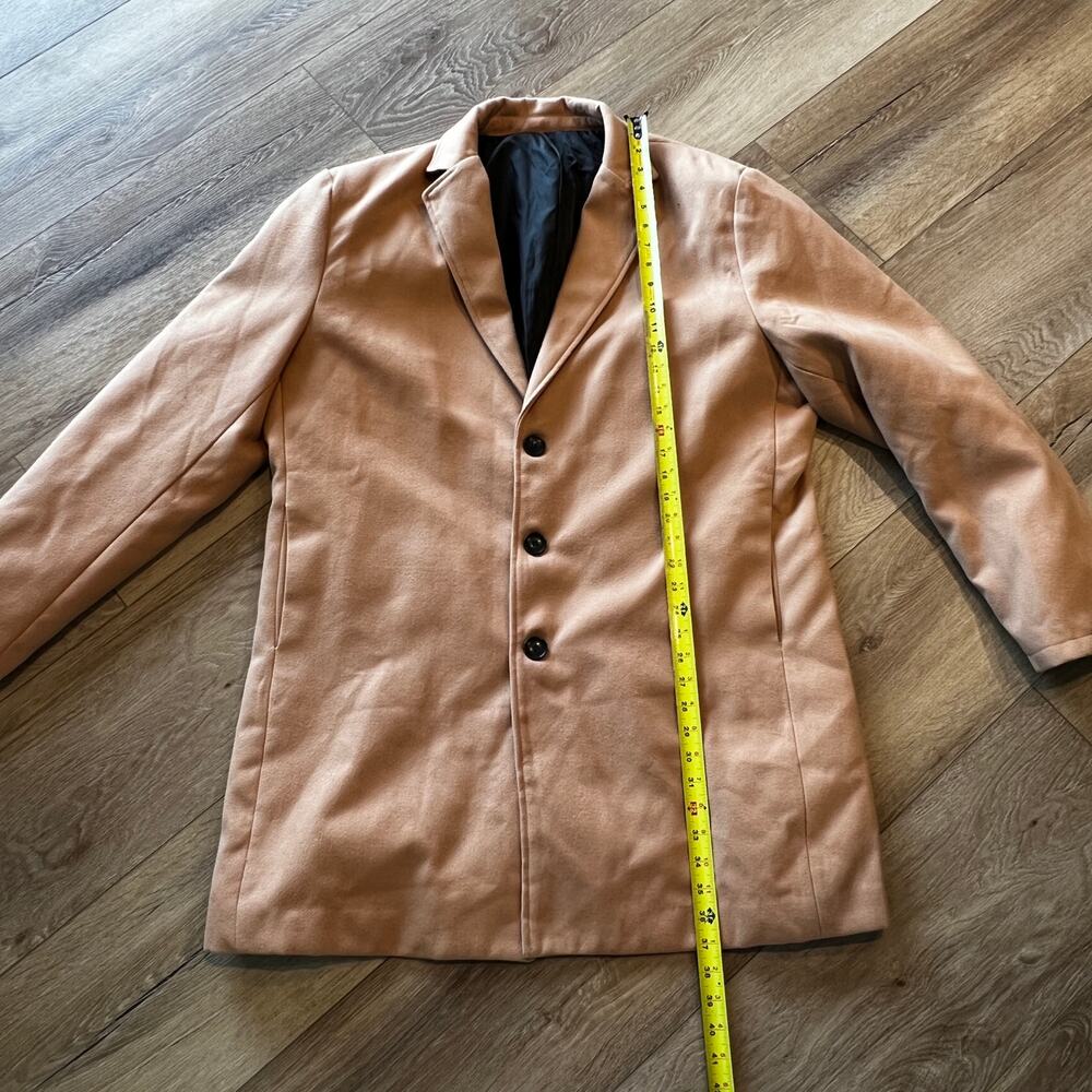 SPRINGRAIN Men's Wool Blend Single Breasted Trench Coat Size XXL In Khaki - Picture 4 of 9